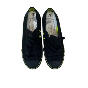 Posture Foundation Vulcanized Black Neon Rigid Wedge Lace Up Sneakers Rubber Sol